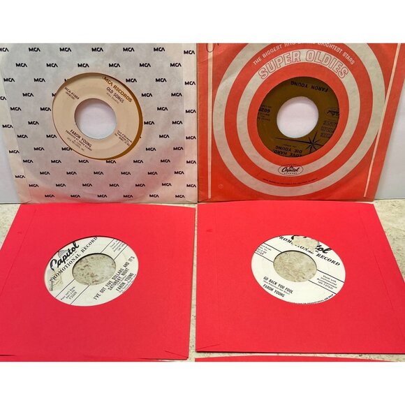 Faron Young 45 Record Lot of 6 Country Great Chicago Fire Snowball Hello Walls - Picture 7 of 7